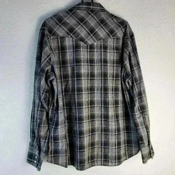 Wrangler Pearl Snap Button Up Shirt Sz XL Black - Picture 3 of 6